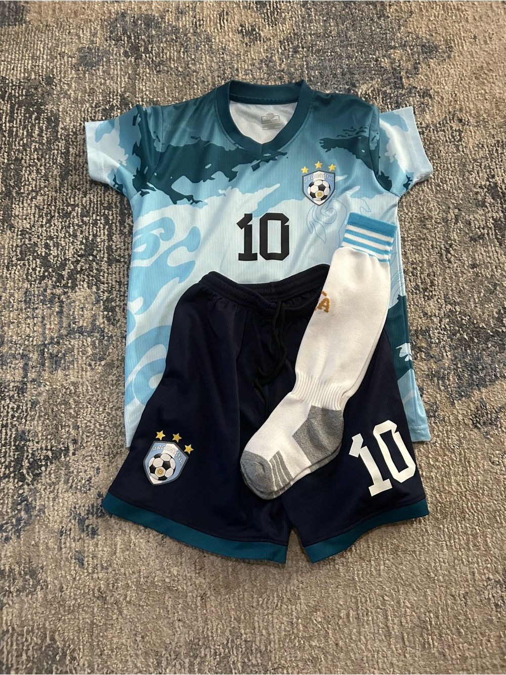Kids Light Blue & Navy Soccer -Argentina Jersey